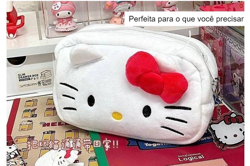 Estojo de pelúcia Hello Kitty e Cinnamoroll